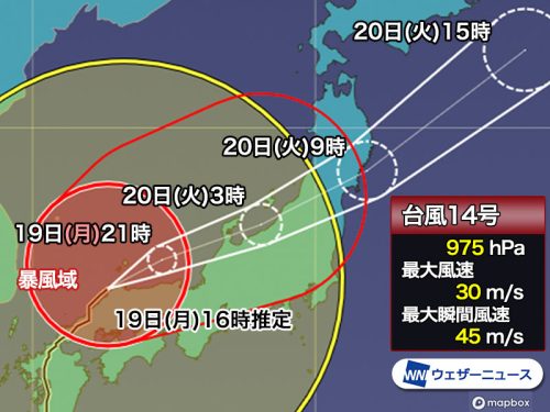 台風14号の進路