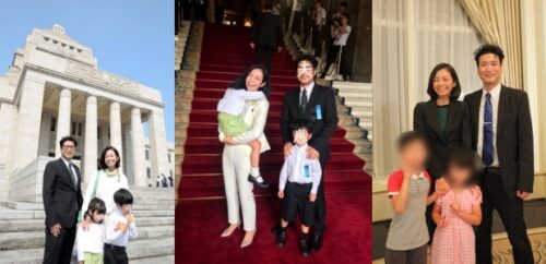 梅村みずほ氏と家族（夫・子ども）の写真